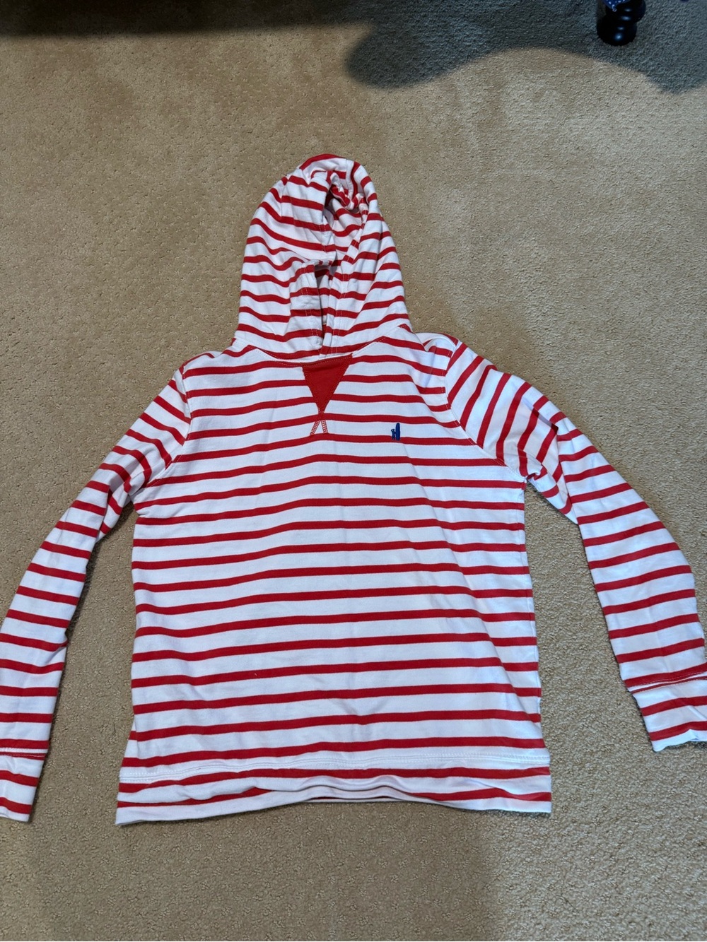 johnnie-O Red and White Striped Kids' Hooded Swim Rashguard